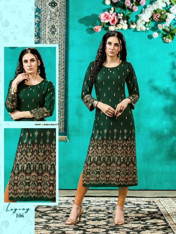 Legacy Fancy Rayon Gold Print Kurti